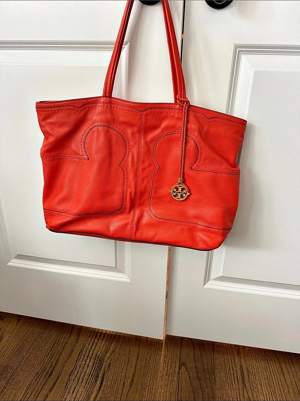 Tory Burch Amalie Small Tote in Red Very Good Pre owned condition